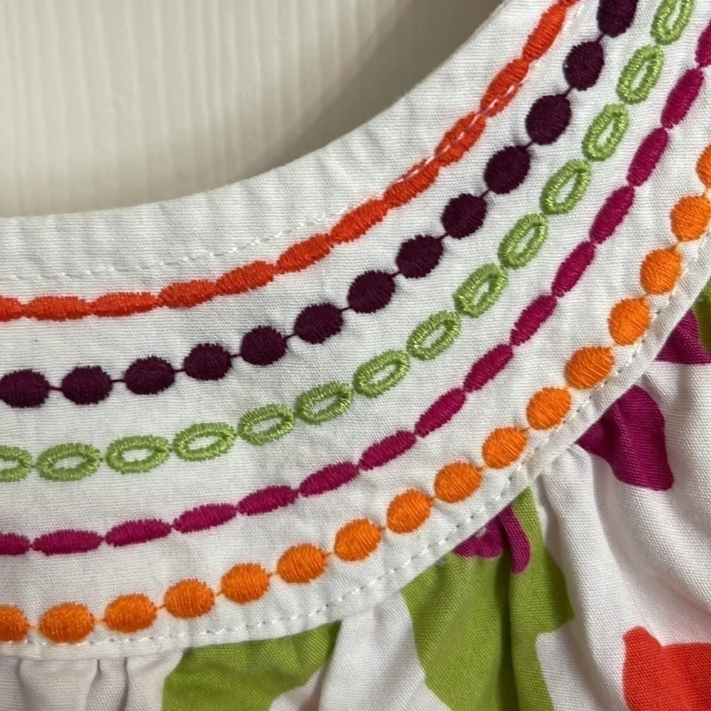 GYMBOREE Large Colorful Flowers Pullover Style Cotton Dress Size 5T . P/2A1409